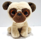 TY RUFUS the PUG DOG Puppy BEANIE BABY 6" Plush Stuffed Animal Tan Brown 2016