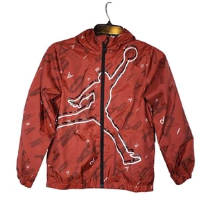Jordan Boy's All Over Logo Windbreaker Jacket with Hood Rain Jacket Size S 8/10 - Picture 1 of 6