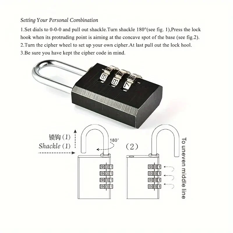 LOCK, COMBINATION, FOR SCHOOL LOCKERS AND MORE 2 1/2" total with shackle. - Image 1 of 1