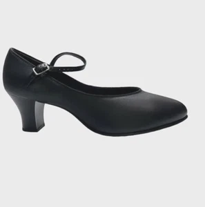 CAPEZIO 650 Footlight Character Shoes Size 6M/7.5N/10.5M Black 2" Heels NEW - Picture 1 of 9