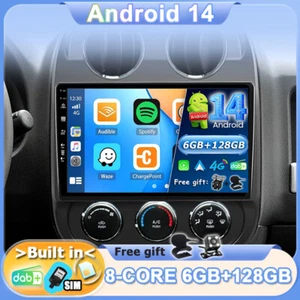 DAB+ HEAD UNIT ANDROID 14 FOR JEEP COMPASS 2010-2016 CAR STEREO GPS QLED HDMI 4G - Picture 1 of 18