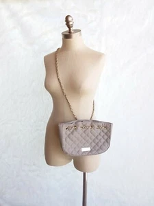 bebe Chelsea Crossbody Handbag Hobo Quilted Chain Pouch Purse Grey RGT ๐น - Picture 1 of 8
