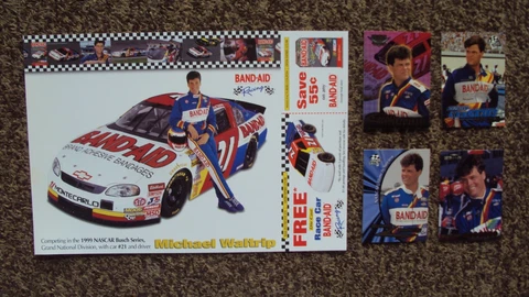 Lot of 5 different - Michael Waltrip #21 " BAND-AID " NASCAR CARDS POSTCARD Cover