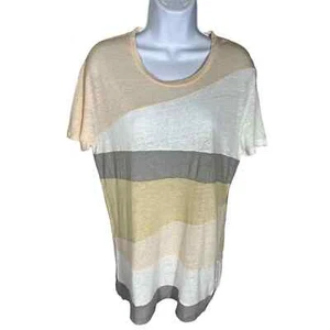 IRO Jeans Gipsy I5S Linen Short Sleeve Color Block Top Women's Size Small - Picture 1 of 5