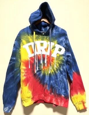 DRIP Rainbow Tie Dye Evolution in Design Hoodie Men’s Medium Fleece Pullover - Image 1 of 4
