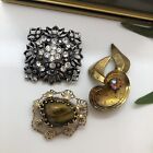 Spring Sale: Job Lot: 3 X Vintage Brooches (mixed Condition. All Wearable).
