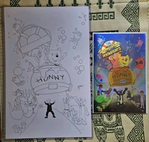 Do You Pooh? SpongePooh Poohpants SpongeBob Homage ORIGINAL ART OA + AP1 Remark - Picture 1 of 18