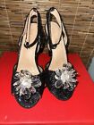 New Women’s Chase & Chloe Black Silver jeweled high heels size 9 stiletto shoes