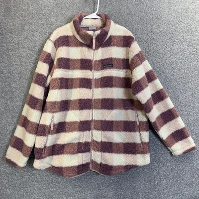 Chaqueta polar Columbia Sherpa para mujer 3X púrpura rosa búfalo a cuadros cremallera completa Foto 1 de 4