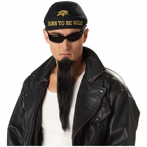 Imperial Ancient Asian Sensei Master Men Costume Black Long Goatee Facial Hair - Picture 1 of 1