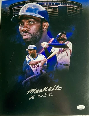 Mookie Wilson signed 11x14 photo NY Mets 1986 World Series Champs JSA COA - Image 1 of 3