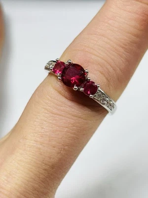 TJC silver,african rubies and zircons ring UK size Q never worn - Image 1 of 4