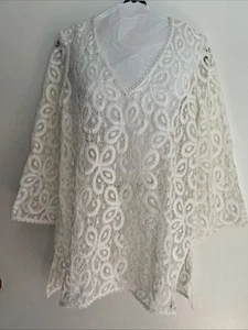 Milly Cabana Bergdorf Goodman white beach cover up, open weavedress- Medium - Picture 1 of 7