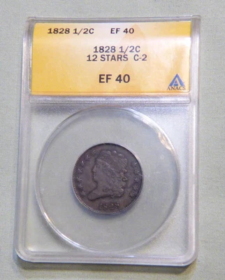 1828 Classic Head United States Half Cent - Anacs Graded EF 40 US 1/2 Cent # 983 - Image 1 of 4