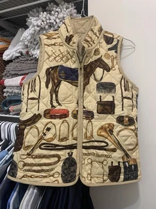 VTG Ralph Lauren Equestrian Vest Reversible Green Label Saddle Horse Size P/S - Picture 1 of 13