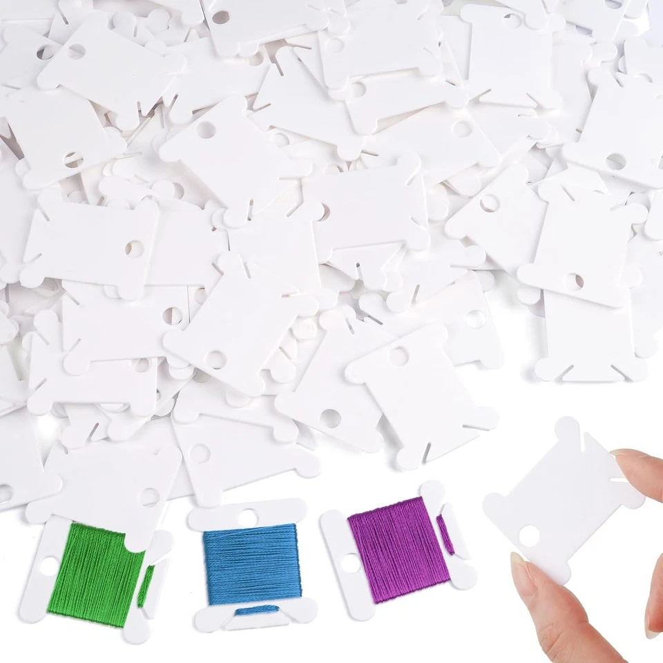 200 шт. белых пластиковых бобин/органайзеров для вышивки крестиком - Изображение 1 из 4