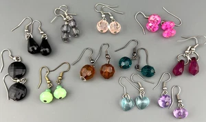 Lot of 11 Bead Dangle Earrings Faceted Acrylic Simulated Crystals Multicolor - Picture 1 of 9