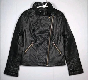 Art Class Girl's Faux Leather Side Zip Pocket Jacket Black Size S (6) - Picture 1 of 5