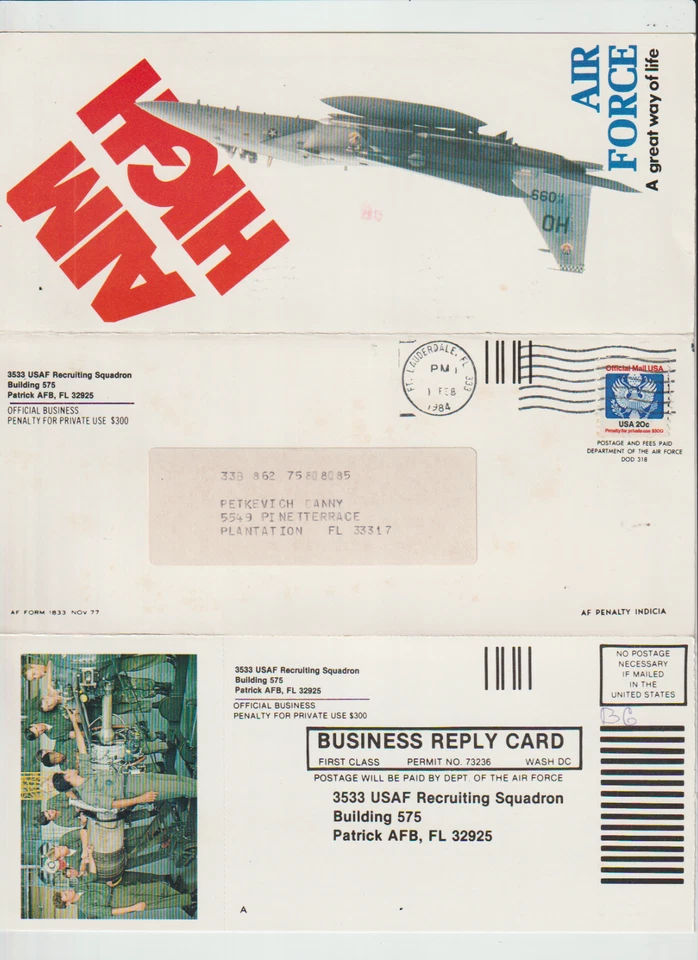 US Scott #O138B Used on USAF Recruiting Official Business Folder - Image 1 of 1