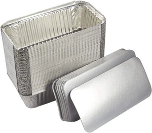 100x Aluminium Foil Food Containers & Lids Size 6a Trays Large Storage Takeaways - Picture 1 of 8