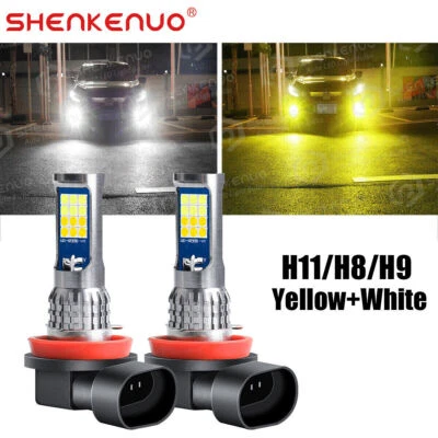 For Acura TSX 2009-2014 Dual Color H11 LED Fog Light Bulbs 2x 6000K White/Yellow — 第 1/4 张图片