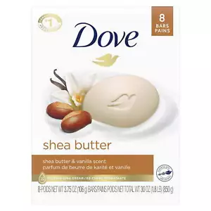 Bath Soap Moisturizing Gentle All Skin Shea Butter & Vanilla, 3.75 oz 8 Bars - Picture 1 of 10