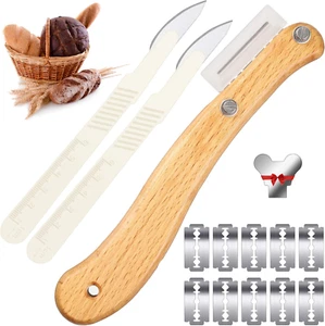 Bread Lame Tool Knife Sourdough Scoring Tool with 10 Pcs Replaceable Blades Wood - Picture 1 of 7