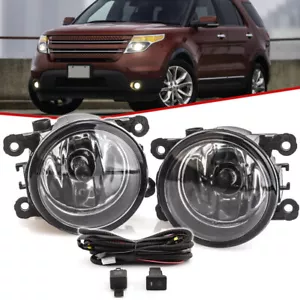 Pair For 2011-2015 Ford Explorer Clear Fog Light Bumper Lamps Harness Wiring Kit - Foto 1 di 12