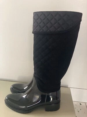 Hobbs Bota Larga Plana Wellington Acolchada Gamuza Superior Negro Reino Unido 6 39 PVP £189 - Imagen 1 de 4