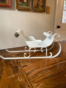 White Metal Vintage Decorative Sleigh Curved Accents 12" Length - Picture 1 of 9