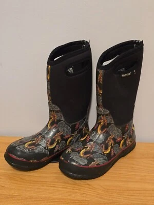 Bogs черный «Классический высокий дракон» 52272 зимние изолированные дождя молодежные ботинки размер 4 - Изображение 1 из 4