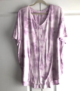 Time & Tru Women's Purple Tie Dye Shirt Size XXXL (22) Soft Rayon/Spandex Top - Picture 1 of 6