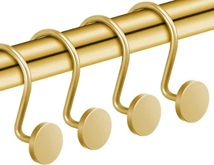 CHICTIE Gold Shower Curtain Hooks, Rustproof Shower Curtain Rings for Bathroom, - Picture 1 of 4