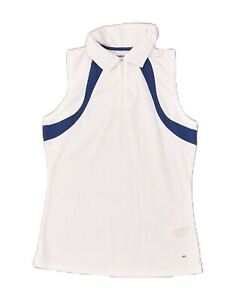 REEBOK Womens Sleeveless Polo Shirt UK 10 Small White Colourblock AS38