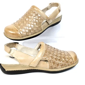 Soft Walk Beige Woven Sandal Salina Leather Comfort Slingback Shoe Women's SZ 6 - Picture 1 of 9