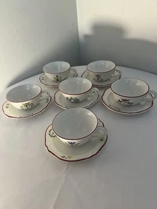 Saint Amand Acaira Francia Tazas de Té Platillos 12 Piezas Revolución Francesa Juego De 6 - Imagen 1 de 12