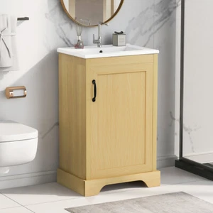 20" Bathroom Vanity w/Sink, Freestanding Small Vanity Storage Cabinet,Door Shelf - Picture 1 of 13