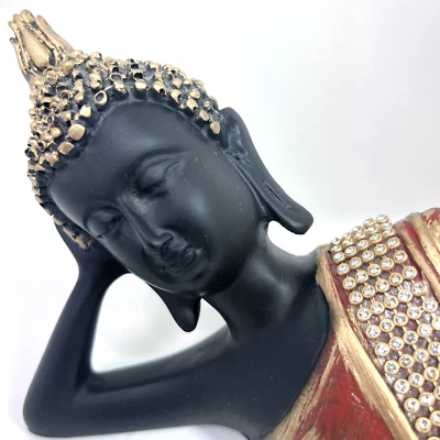 Estatua de Buda Asiático Colocando Resina de Cobre Negro Interior Hogar Jardín Decoración Estatuilla Foto 1 de 4