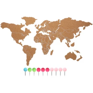 Wood World Map Background for Bulletin Board Adhesive Wooden Wall Art - Picture 1 of 12