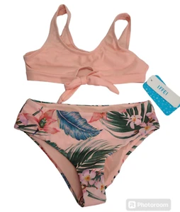 IFFEI Girls Two Piece Bathing Suits Beach Bikini Tie Front Pink Size (6-7Y) - Picture 1 of 8