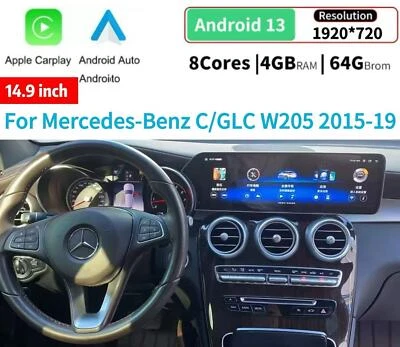 14.9" Car Radio For Mercedes-Benz GLC W205 Android LED Carplay Navi GPS Stereo - Image 1 of 4