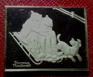 " FUN ON THE HILL " NORMAN ROCKWELL Fondest Memories Bar 3+oz..925 Fine Silver - Picture 1 of 3