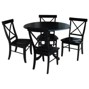 42 in. Dual Drop Leaf Table with 4 Cross Back Dining Chairs - 5 Piece Dining... - Picture 1 of 6