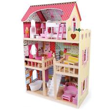 Wooden Dolls House Toy Kids 3 Storey Town Mansion + Furniture Accessories boppi