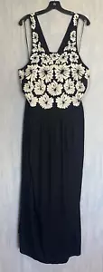 ANTHROPOLOGIE PLUS Embroidered Reversible Midi Dress Cross Back Black / White 3X - Picture 1 of 20