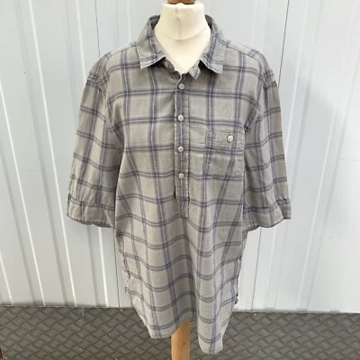 Blusa Camisa All Saints Spitalsfields a Cuadros Estilo Grunge Manga 3/4 Talla L Azul Foto 1 de 4