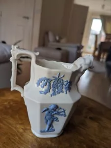 Antique Staffordshire Porcelain Jug Blue on White with Lion Head Spout c. 1820 - Picture 1 of 8
