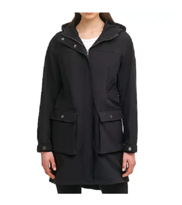 NUEVA DKNY Parka Para Mujer Resistente al Agua Completamente Forrada Anorak Negra Talla Pequeña Foto 1 de 3