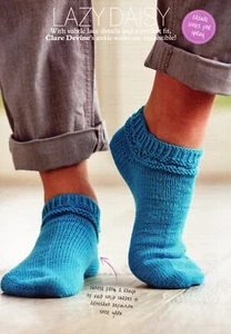 ~ Pull-Out Knitting Pattern For Lady's Pretty Lacy Cuff Ankle Socks ~ - Picture 1 of 2