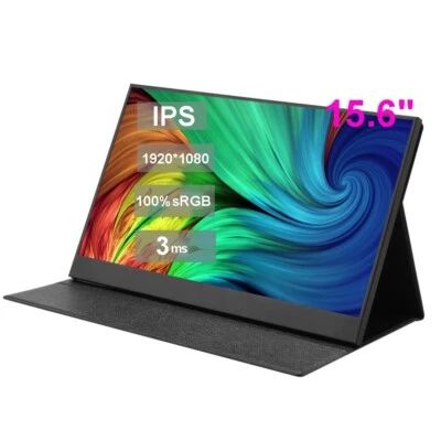 15.6" 1080P Portable Monitor IPS LCD Monitor HDMI Type-C Gaming Screen Travel - Image 1 of 4